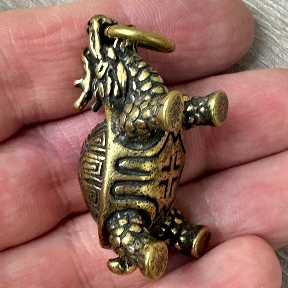 Solid Brass Handmade Turtle DIY Necklace Car Pendant Knife Beads Brass Lucky Tur - Picture 3 of 15